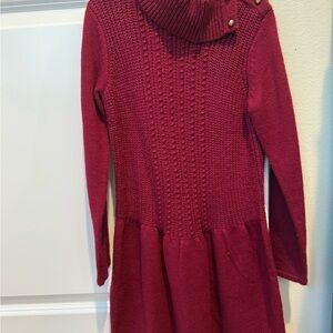 Janie and Jack Cable Knit Turtleneck Dress - Berry Red